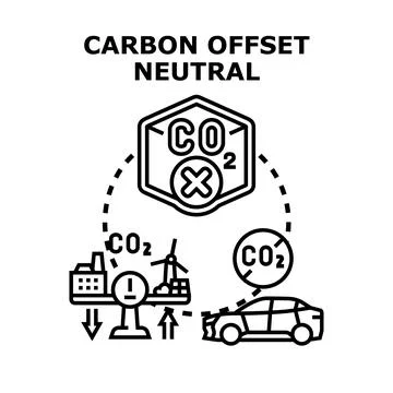 Carbon offset neutral balancing emissions concept Stock Illustration