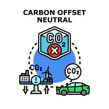 Carbon offset neutral balancing emissions concept Stock Illustration