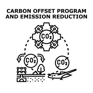Carbon offset program and emission reduction concept Illustrazione stock