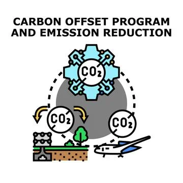 Carbon offset program and emission reduction concept Illustrazione stock