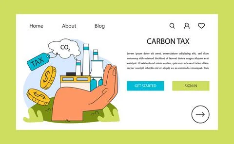 Carbon offset web banner or landing page. Pollution compensation. Illustrazione stock