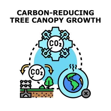 Carbon reducing tree canopy growth concept vector Ilustración de archivo