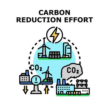 Carbon reduction effort balancing environmental impact Stockillustratie