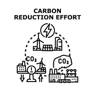 Carbon reduction effort balancing environmental impact Stock Illustration