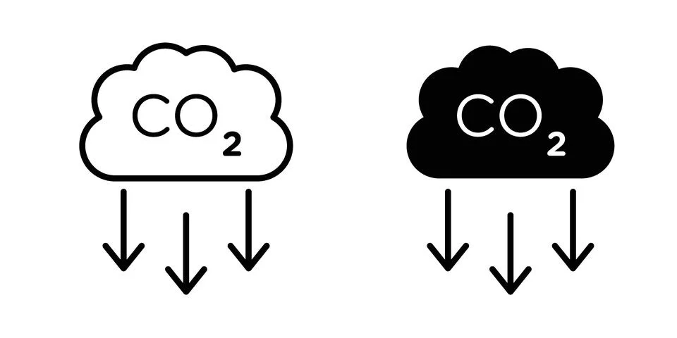 Carbon reduction icon vector concepts, line and silhouette style 스톡 일러스트