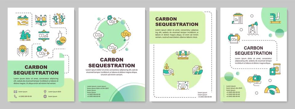 Carbon sequestration methodology green circle brochure template Illustrazione stock