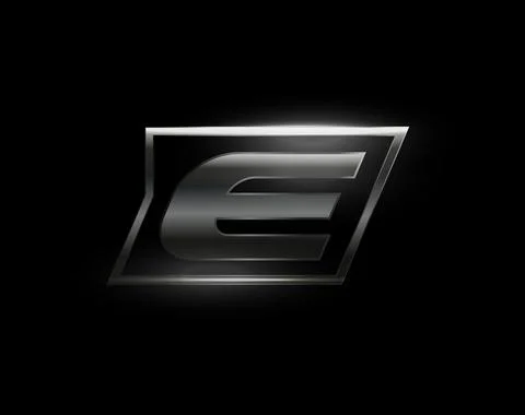 Carbon speed Letter E logo, dark matte metal carbon texture. Drive dynamic steel Stock Illustration