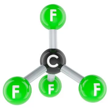 Carbon tetrafluoride CF4 molecule model. 3D rendering Stock Illustration