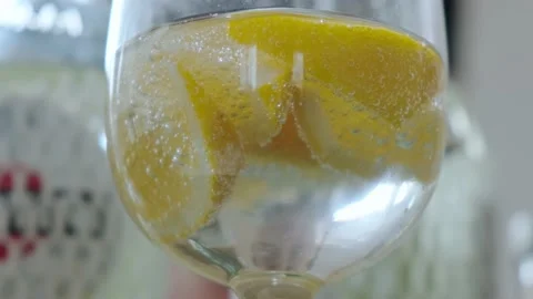 Carbonated lemonade with lemon Stock Footage 175238689