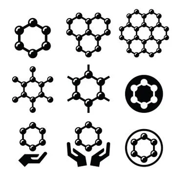 Carbone graphene structure vector icons set Stock Illustration
