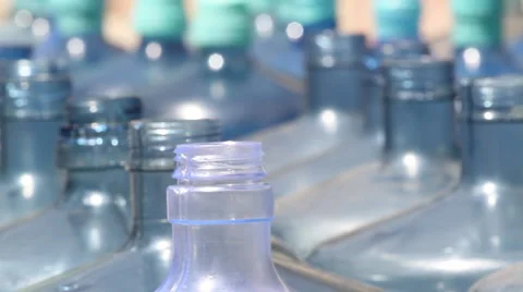 Carboy plastic water lined up Video stock 67729780