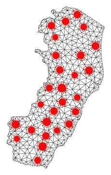 Carcass Polygonal Map of Espirito Santo State with Red Infectious Elements イラスト素材