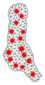 Carcass Polygonal Map of Grande Comore Island with Red Infectious Elements イラスト素材