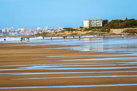 Carcavelos beach with empty sea Stock Illustration