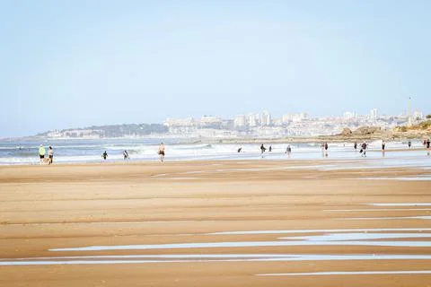 Carcavelos beach with empty sea Stock Illustration