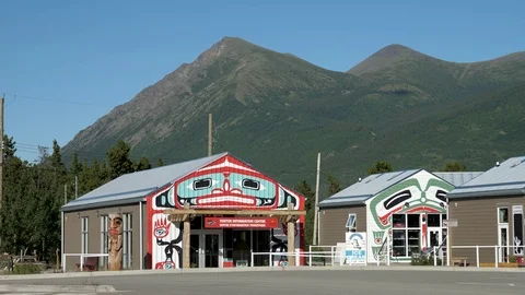 Carcross Commons Tourist Destination First Nations Artwork Yukon Canada Stock Footage 80722585
