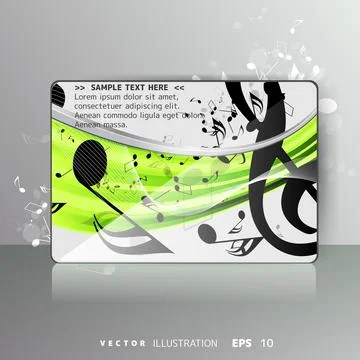 Card with abstract background with music notes Illustrazione stock