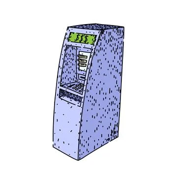 Card atm machine sketch hand drawn vector Stock Illustration
