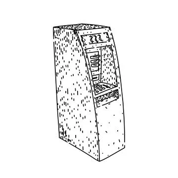 Card atm machine sketch hand drawn vector Stock Illustration