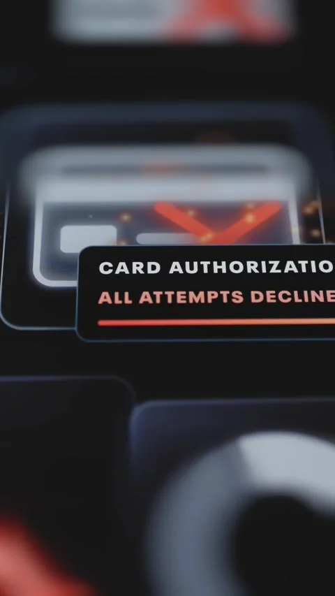Card Authorization notice reads All Attempts Declined Stock Footage 344111261