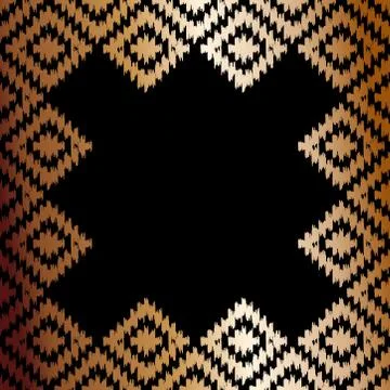 Card banner, pattern Turkish carpet copper gold black. Patchwork mosaic orien Stock Illustration