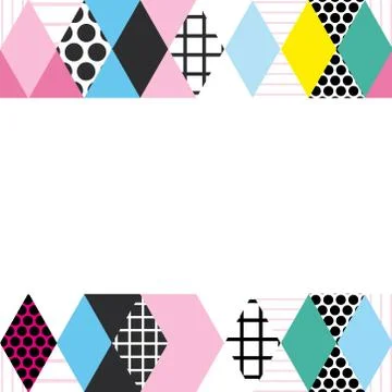 Card banner template frame for your text. Geometric Memphis Postmodern Retro  Stock Illustration