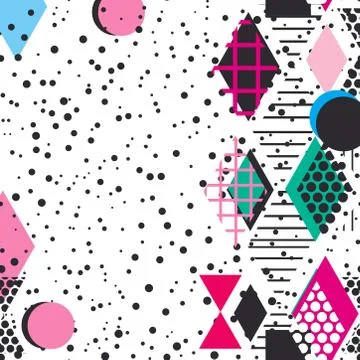 Card banner template frame for your text. Geometric Memphis Postmodern Retro  Stock Illustration