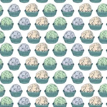 Card banner template, pattern Candy chocolate truffles in foil and paper cup. Stock Illustration