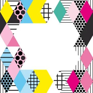 Card banner template square Geometric elements Memphis Postmodern Retro fashi 스톡 일러스트