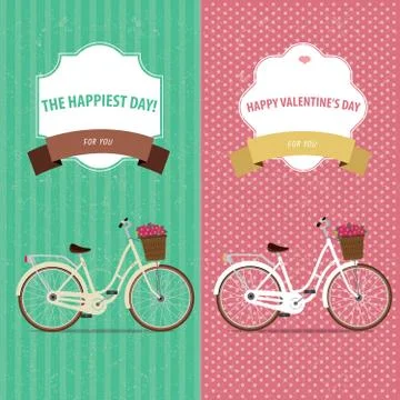 Card bicycle set Illustrazione stock