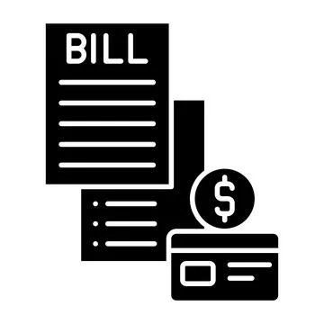 Card with Bill Glyph Icon Stock Illustration