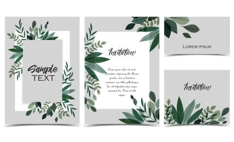 Card with branches and leaf Illustrazione stock