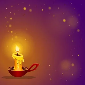 Card with burning candle Stock Illustration