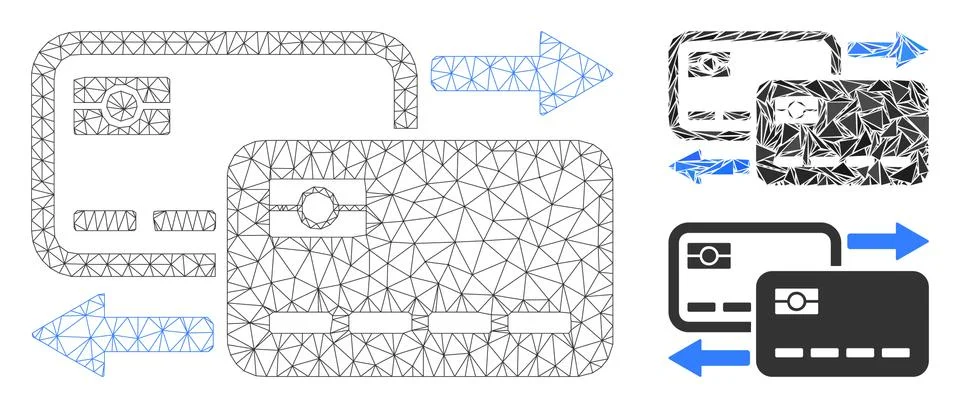 Card to Card Payment Vector Mesh 2D Model and Triangle Mosaic Icon Illustrazione stock