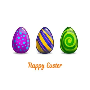 Card with cartoon Easter eggs Stock Illustration