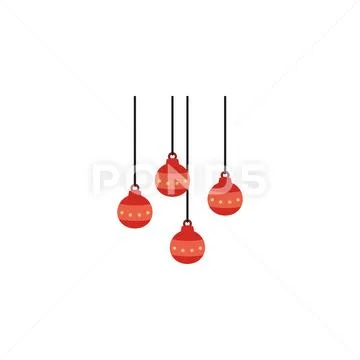 Card with christmas balls hanging Stock Illustration