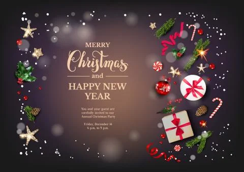 Card with Christmas decorations Stock Illustration