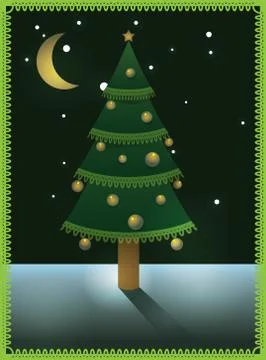 Card with christmas tree Stock Illustration