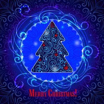 Card with a Christmas tree Stock Illustration