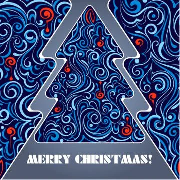 Card with a Christmas tree Stock Illustration