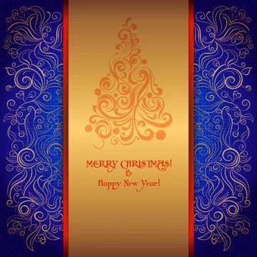 Card with a Christmas tree Stock Illustration