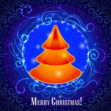 Card with a Christmas tree Stock Illustration
