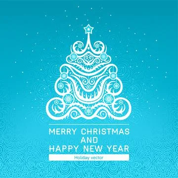 Card with Christmas tree Illustration