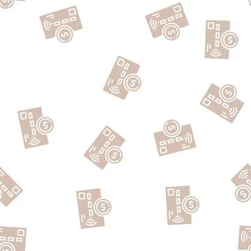 Card contactless glyph seamless pattern Illustrazione stock