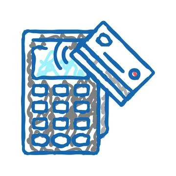Card contactless pay post terminal device icon doodle illustration Stock Illustration