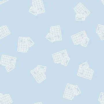 Card contactless pay post terminal device line seamless pattern Stock Illustration