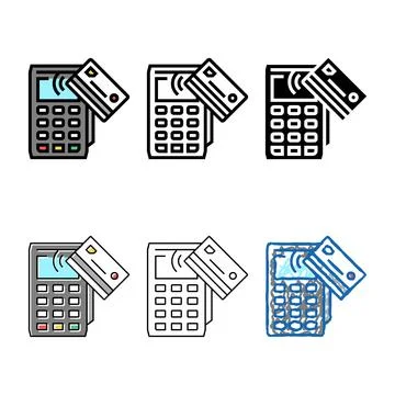 Card contactless pay types post terminal device color icon vector Stock Illustration