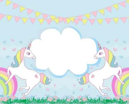Card with a cute unicorns Stock Illustration