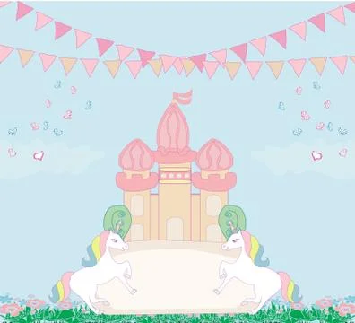 Card with a cute unicorns Stock Illustration
