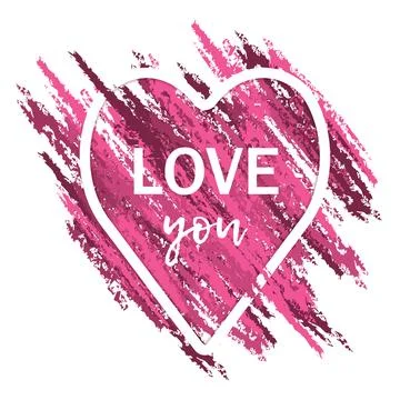 A card with a declaration of love and a heart on a pink background Stock Illustration